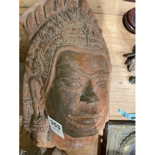 353 - Property of a LadyAntiqueTwo terracotta BuddhasWith damagesDimensions:[1] 11 in. (H) x 8.5 in. (W) x... 