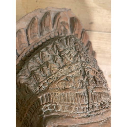 353 - Property of a LadyAntiqueTwo terracotta BuddhasWith damagesDimensions:[1] 11 in. (H) x 8.5 in. (W) x... 