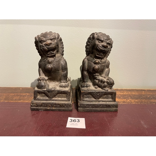 363 - To be sold without reserveProperty of a LadyChineseAntiqueA pair of bronze Lion-Dogs on plinthsDimen... 