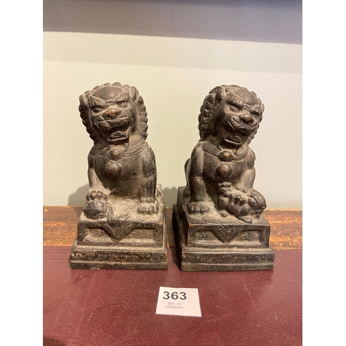 363 - To be sold without reserveProperty of a LadyChineseAntiqueA pair of bronze Lion-Dogs on plinthsDimen... 