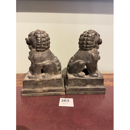 363 - To be sold without reserveProperty of a LadyChineseAntiqueA pair of bronze Lion-Dogs on plinthsDimen... 