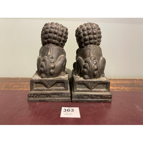 363 - To be sold without reserveProperty of a LadyChineseAntiqueA pair of bronze Lion-Dogs on plinthsDimen... 