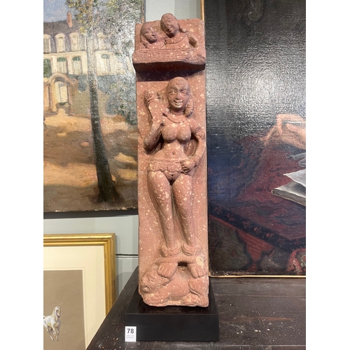 78 - Property of a deceased gentlemanCentral Indian10th - 13th CenturyA red stone carving of a female dei... 