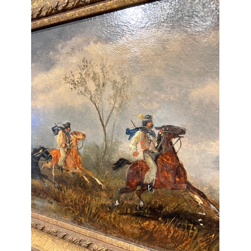 177 - Property of a GentlemanRudolf Stone19th CenturyA pair of scenes of travellers in a landscapeOil on b... 