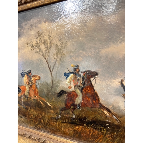 177 - Property of a GentlemanRudolf Stone19th CenturyA pair of scenes of travellers in a landscapeOil on b... 