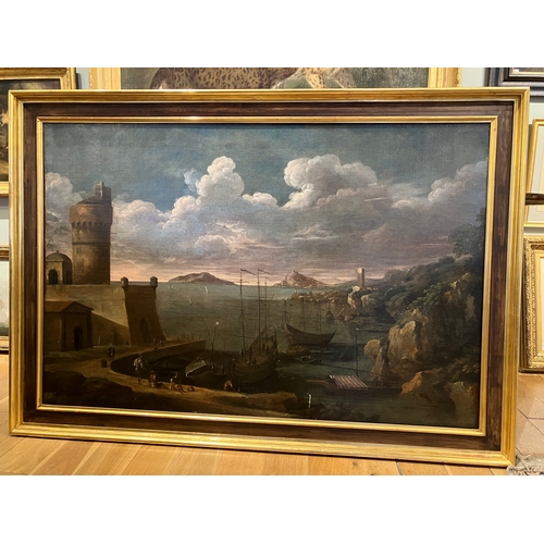 180 - Property of a GentlemanItalian17th CenturyAn impressive harbour scene, with fishing vessels and a la... 