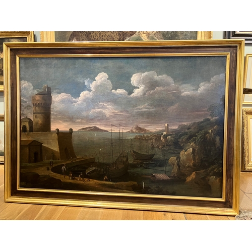 180 - Property of a GentlemanItalian17th CenturyAn impressive harbour scene, with fishing vessels and a la... 