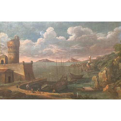 180 - Property of a GentlemanItalian17th CenturyAn impressive harbour scene, with fishing vessels and a la... 