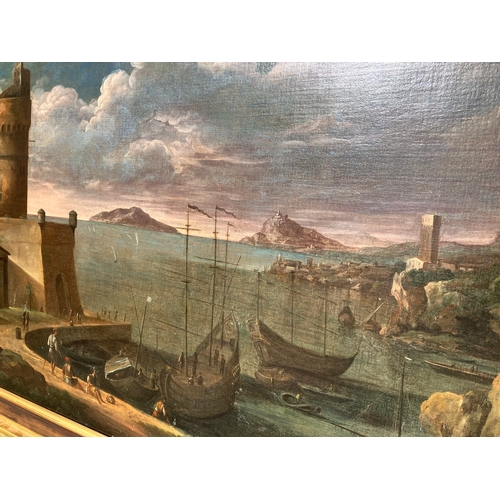 180 - Property of a GentlemanItalian17th CenturyAn impressive harbour scene, with fishing vessels and a la... 