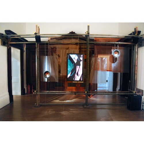 7 - Hannah Perry (b. 1984)Kicking My Game (2013)Scaffolding, flat screen monitor, sub-woofer speakers, a... 