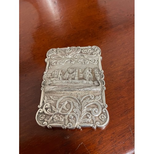 122 - Property of a NoblemanBirmingham, 1855A silver embossed card case depicting Kenilworth CastleMaker's... 