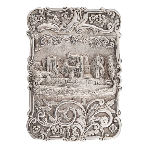 122 - Property of a NoblemanBirmingham, 1855A silver embossed card case depicting Kenilworth CastleMaker's... 