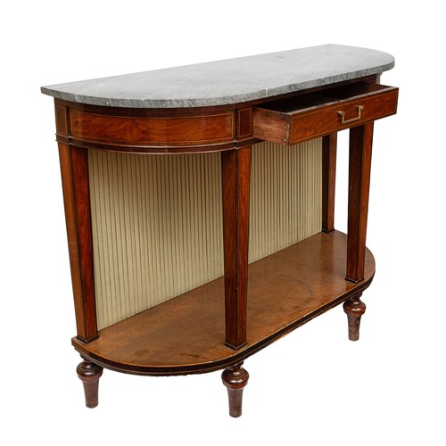 208 - English, c. 1790A mahogany/sycamore (?) D-shaped side tableWith original grey marble topProperty of ... 