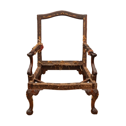 218 - Attributed to Paul SaundersA fine George III mahogany library chair, c. 1760With fine carved cabriol... 