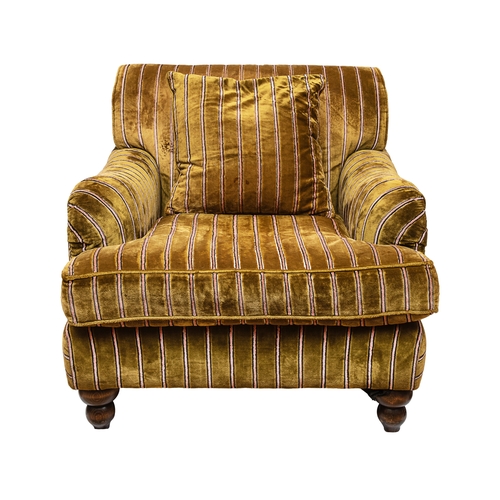 223 - Howard and Sons styleA pair of green striped velvet armchairsDimensions:31 in. (H) x 33 in. (W) x 40... 