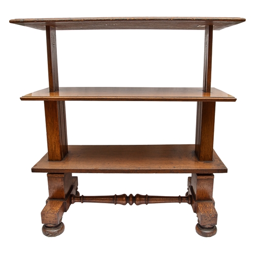 229 - Victorian, c. 1860A serving table that transforms into shelvesOn four bun feet with a turn stretcher... 