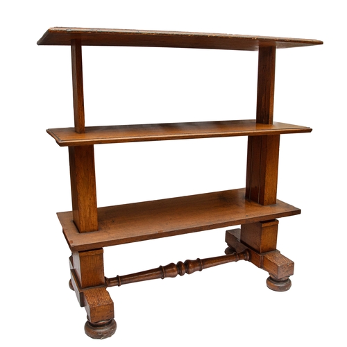 229 - Victorian, c. 1860A serving table that transforms into shelvesOn four bun feet with a turn stretcher... 