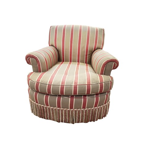 261 - Howard and Sons styleA pair of red striped armchairs, with tasselsDimensions:32 in. (H) x 30 in. (W)... 