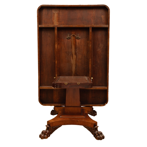 273 - William IVA mahogany tilt-top breakfast table on a single pilaster leg with claw feetProperty of a l... 