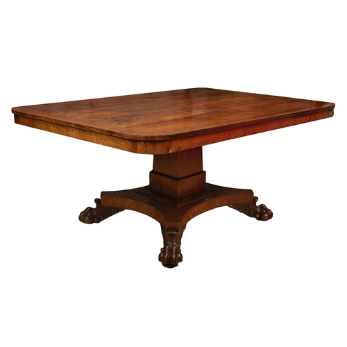 273 - William IVA mahogany tilt-top breakfast table on a single pilaster leg with claw feetProperty of a l... 