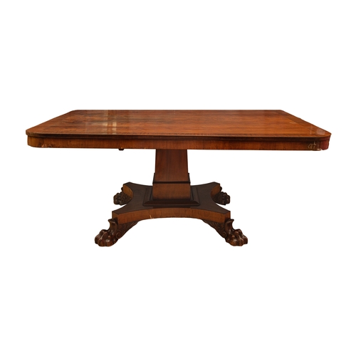 273 - William IVA mahogany tilt-top breakfast table on a single pilaster leg with claw feetProperty of a l... 