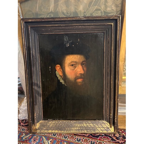 336 - Adriaen Thomas Key (Antwerp, c. 1544 - c. 1599)A portrait of a bearded man in black with a beretOil ... 