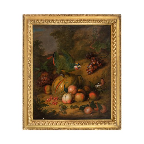 357 - Tobias Stranover (1684 - 1756)A still life with exotic fruit and birdsOil on canvasIn a carved and g... 