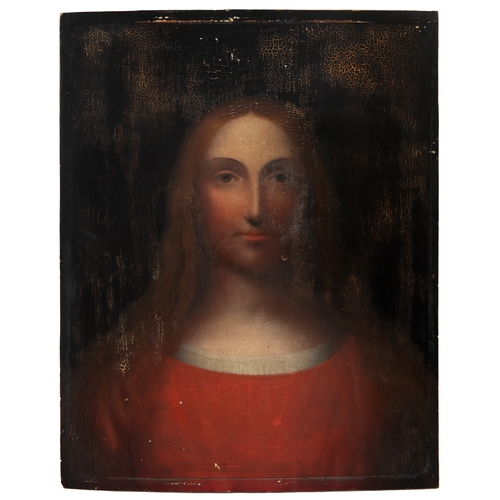 366 - Property of a GentlemanAntiqueSalvator MundiOil on panelDimensions:12 in. (H) x 9.75 in. (W)... 