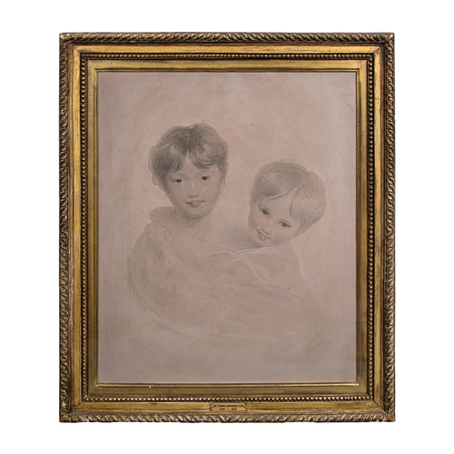 373 - Sir Thomas Lawrence (1769 - 1830)Two children embracingGraphite and chalk on linenProperty of a Gent... 