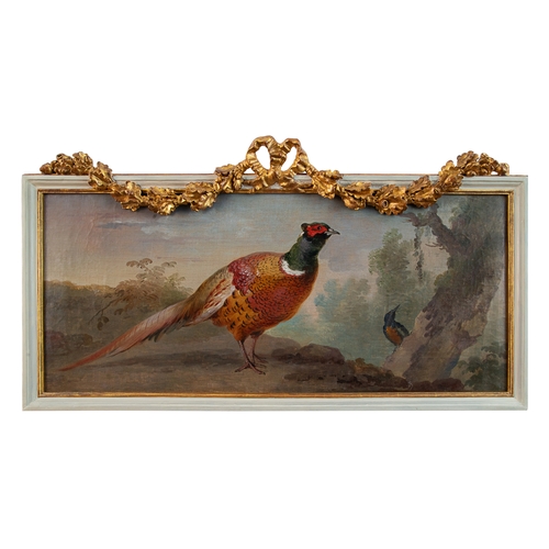 379 - Aert Schouman (Dordrecht, 1710 - 1792, The Hague)Dutch SchoolAn over door of a pheasant and a kingfi... 