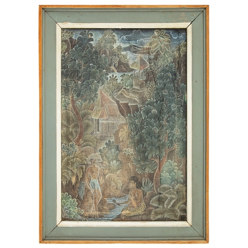 405 - F. van Beem (Dutch)Circa 1920Figures in a Vietnamese/Sumatran landscapeOil on canvasSigned versoProp... 