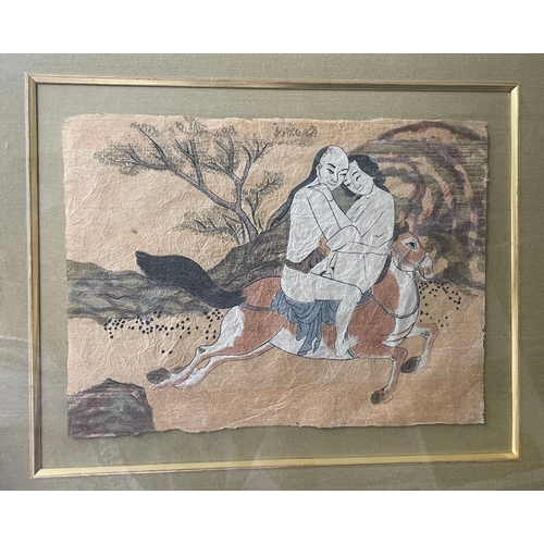 410 - Property of a Lady JapaneseEdo periodA set of three shunga drawingsColoured woodblock print (?)... 