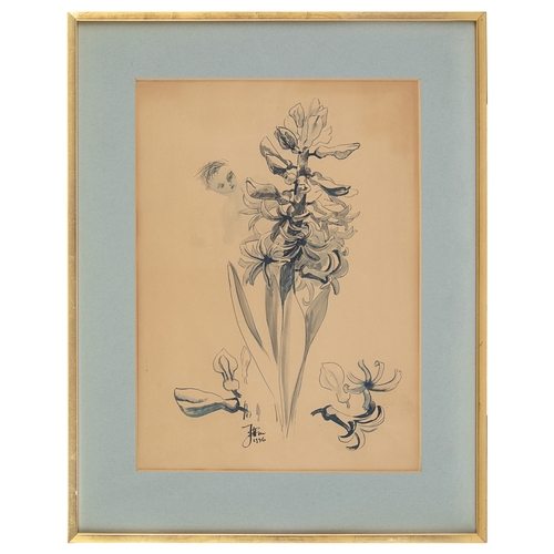 420 - Mid 20th CenturyHyacinth and figureWatercolour on paperSigned and dated, lower leftProperty of a Nob... 