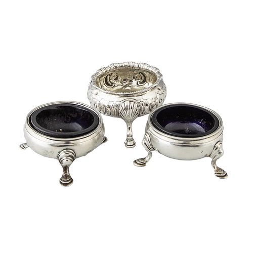 423 - Property of a Nobleman George IIITwo pairs of silver salt cellars and a candle snuffer[a] A pai... 