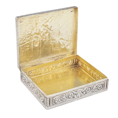 433 - Property of a NoblemanDutchCirca 1900A silver decorative cigarette boxWith a medieval courtly scene ... 