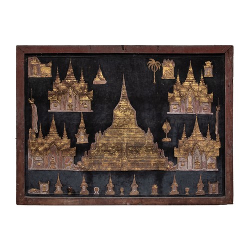 491 - Property of a Gentleman Collector [a] Thai/Burmese, 19th Century, A black painted and gilded screen,... 