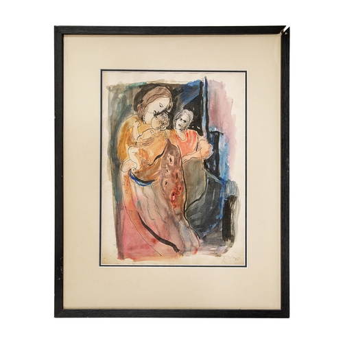 537 - Tadeusz Was (Polish, 1912-2005)Mother and ChildMixed media on paperSigned, lower rightDimensions:(Fr... 