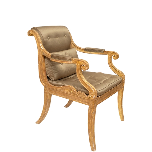 215 - George III, Circa 1790A pair of giltwood upholstered armchairsProvenance: Michael HughesDimensions:3... 