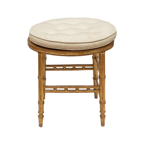 272A - Late 18th/19th Century, EnglishA small giltwood stool with caned top with modern white round squabPr... 