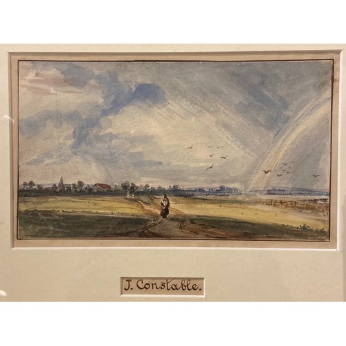 376A - Circle of John ConstableA peasant woman in a landscape with rainbowWatercolour on paperProvenance:Ch... 