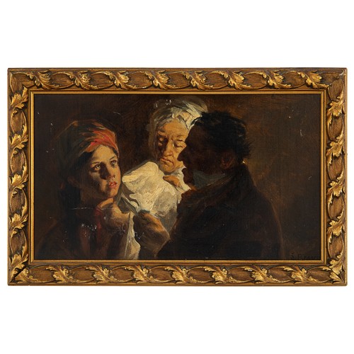 383 - Property of a GentlemanCircle of Honoré DaumierCirca 1860A candlelit sceneOil on artist's boardSigne... 