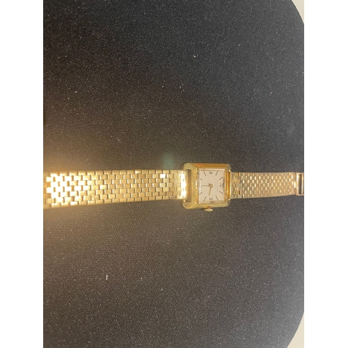 132 - Patek PhilippeCirca 1950An 18 carat gold square shaped ladies' wristwatchOn a slightly later brick l... 