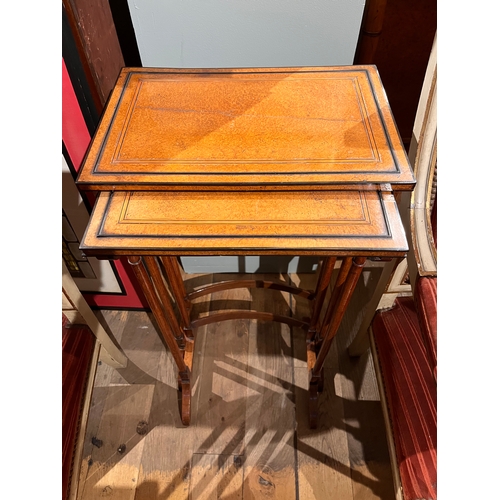 202 - Late 18th/19th CenturyA nest of two mahogany rectangular top tables, with rectangular burr walnut (?... 