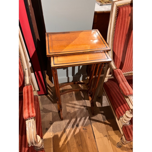 202 - Late 18th/19th CenturyA nest of two mahogany rectangular top tables, with rectangular burr walnut (?... 