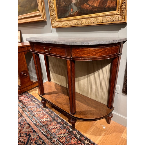 208 - English, c. 1790A mahogany/sycamore (?) D-shaped side tableWith original grey marble topProperty of ... 