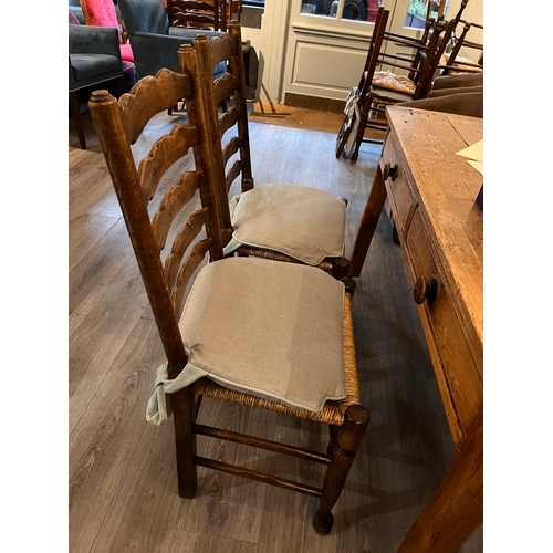 239 - A suite of ten ladder back chairs, caned with squabs, including two carversProperty of a GentlemanDi... 