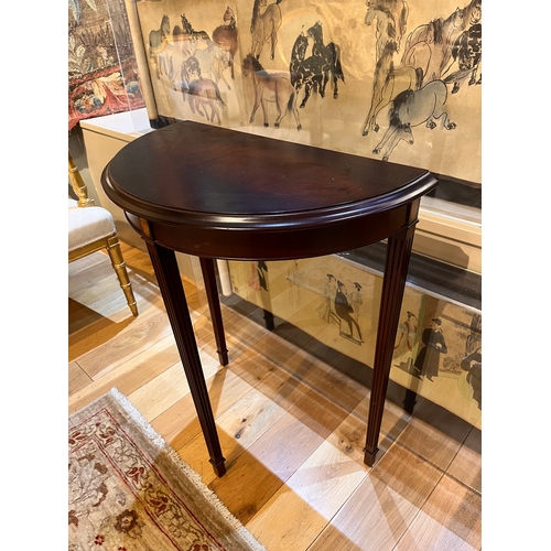 259 - Property of a Gentleman20th CenturyAn Adams style demi-lune side tableWith fluted legs and fanned sa... 