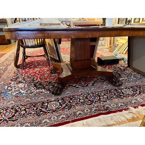 273 - William IVA mahogany tilt-top breakfast table on a single pilaster leg with claw feetProperty of a l... 