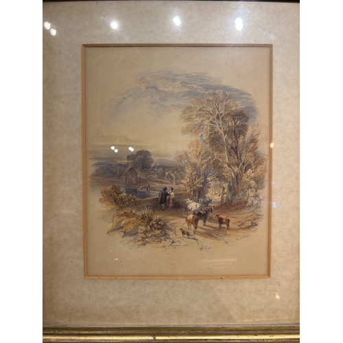 387 - William Leighton Leitch (1804 - 1883)Three watercolours[1] a pastoral landscape with figuresSigned a... 