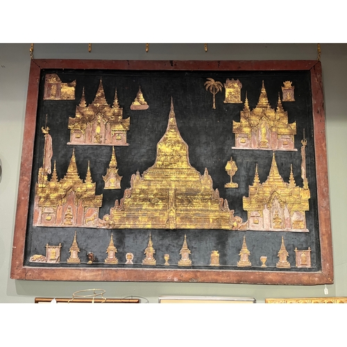 491 - Property of a Gentleman Collector [a] Thai/Burmese, 19th Century, A black painted and gilded screen,... 